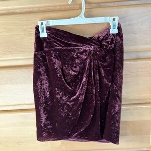 LOFT Velvet Mini Skirt in Deep Burgundy